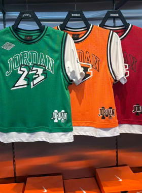 JORDAN乔丹篮球假两件短袖26夏男女童网眼透气运动T恤JD2622054