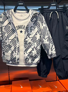 CONVERSE匡威26年春夏儿童星星印花拉链外套连帽夹克CV2622033