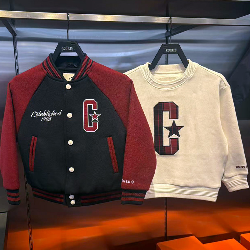 CONVERSE匡威26年春高端款儿童毛呢拼接棒球服夹克外套CV2612271,童装/婴儿装/亲子装,普通外套,淘宝优惠券,粉丝福利购,淘宝优惠卷