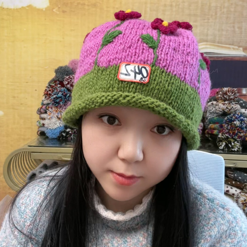 9号链接尼泊尔秋冬手工女士羊毛帽子