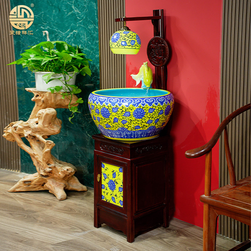 瓷塘祥汇景德镇陶瓷办公室客厅招财循环风水流水摆件 大鱼缸柜式,宠物/宠物食品及用品,底柜/落地缸,淘宝优惠券,粉丝福利购,淘宝优惠卷