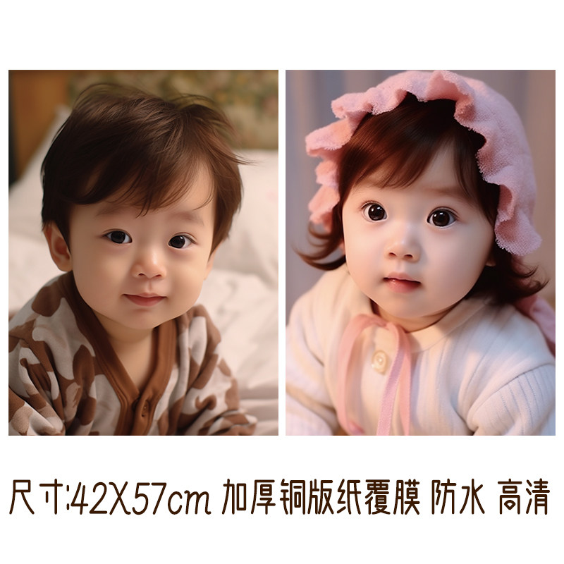 宝宝海报照片画报龙凤可爱婴儿画像胎教图片孕妇备孕墙贴女宝贴画