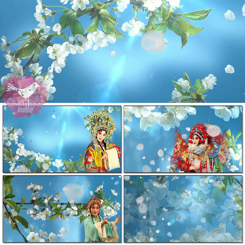 梨花颂李玉刚花旦舞蹈京剧梨园戏曲舞台大屏幕led背景视频素材
