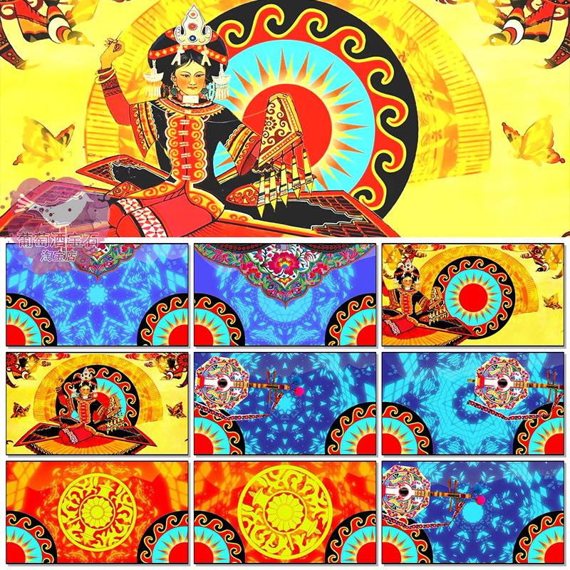 赶圩归来阿哩哩歌曲彝族花纹图腾民族舞蹈大屏幕背景led视频素材