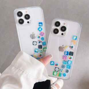 网红app图标流动适用苹果13手机壳14promax液体12防摔XR闪粉11创意8plus个性17小众16Pro亚克力15Pro保护套