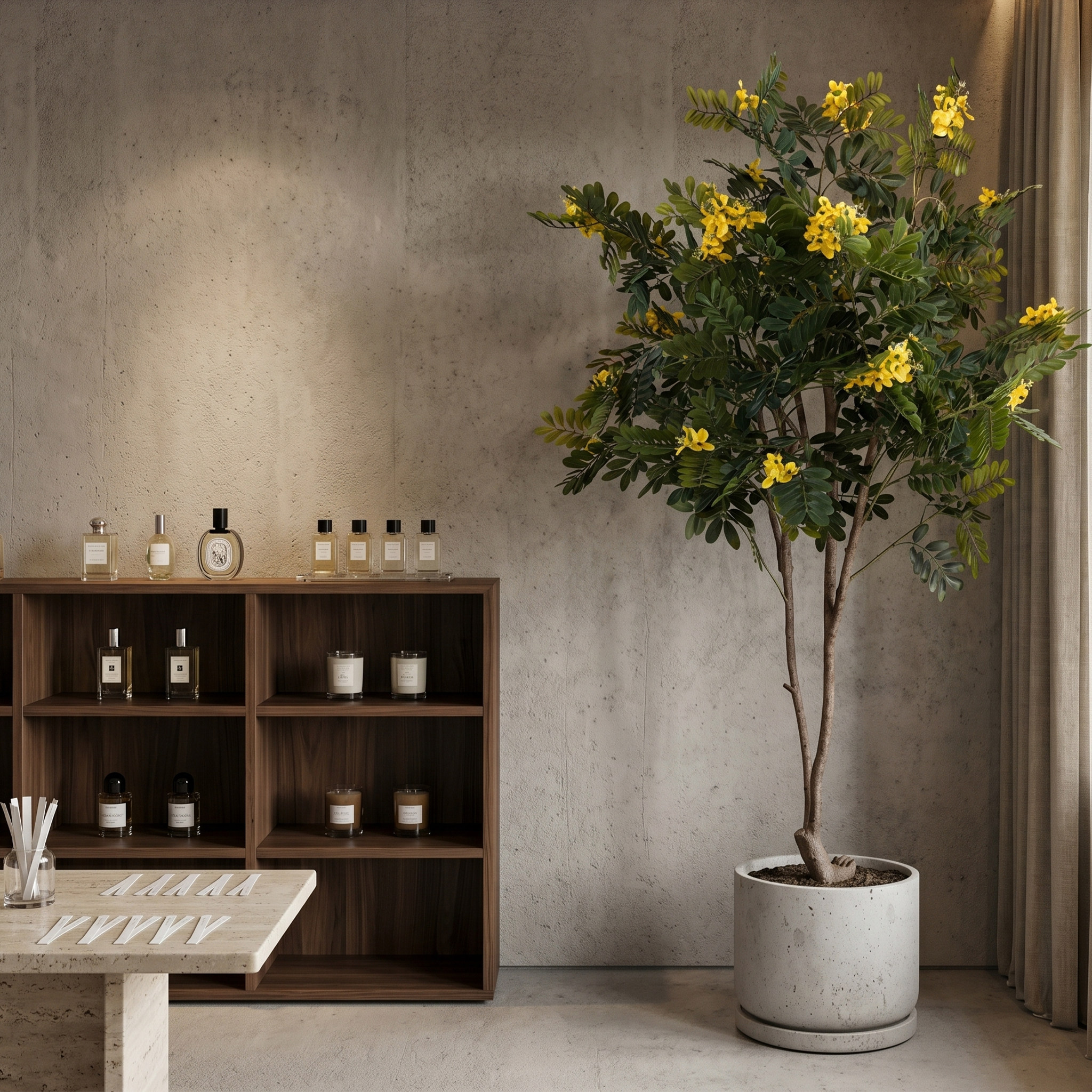 仿真绿植大型黄槐花树室内服装店餐饮店装饰假植物落地盆栽摆件
