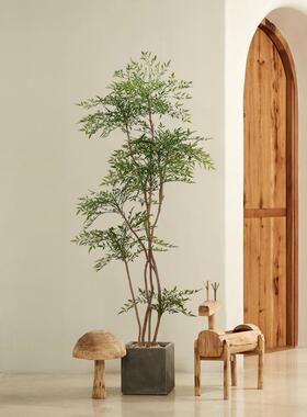 仿真绿植南天竹盆栽民宿风格软装假植物诧寂风假树落地装饰摆件