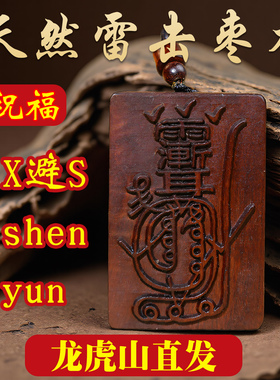 龙虎山天然雷击枣木金光咒紫薇讳吊坠道家饰品平安护身挂件令牌
