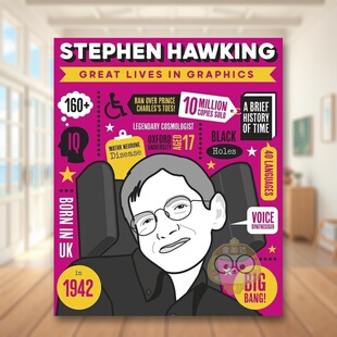 【现货】【图像传记】斯蒂芬霍金【Great Lives in Graphics】Stephen Hawking英文儿童绘本人物传记3-6岁精装Books Button进口原
