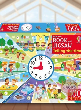 【预售】【尤斯伯恩书与拼图】认识时间（100片）英文儿童趣味进口原版外版书平装3-6周岁【Usborne Book and Jigsaw】Telling t书