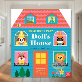 含可拼搭家具模型 正版 英文儿童立体进口书籍图书外版 Doll 预售 娃娃屋：立体折叠书 Fold 贴纸 原版 Out House Play