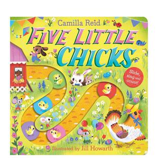 【预售】【滑轨歌谣计数书】五只小鸡崽 【Slide and Count】Five Little Chicks 原版英文儿童趣味进口书籍图书外版正版