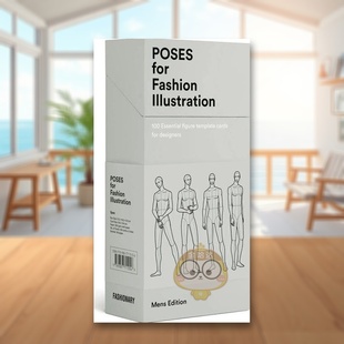 100张时尚 Fas 设计师品牌Fashionary盒装 Fashion 预售 给设计师 Illustration 版 姿势卡片男士 Edition英文时尚 Poses Mens for