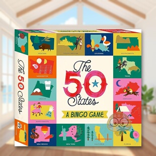 【现货】宾果游戏：50洲的探险英文儿童趣味进口原版外版书盒装3-6周岁The 50 States Bingo: A Bingo Game for ExplorersSol Lin