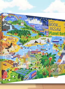 【预售】【尤斯伯恩书与拼图】地球（300片）英文儿童趣味进口原版外版书平装3-6周岁【Usborne Book and Jigsaw】 Planet EarthS