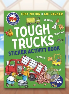 【预售】【神奇机器】硬卡车贴纸活动书【Amazing Machines】Tough Trucks Sticker Activity Book英文儿童趣味1-3岁平装进口原版