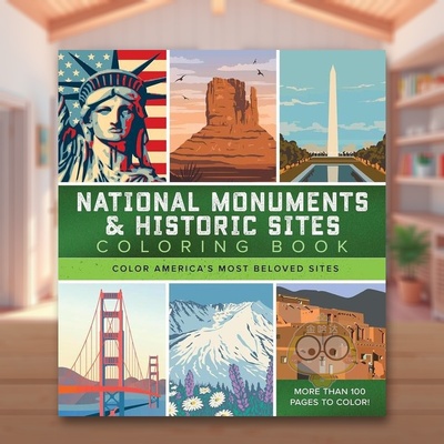 【预售】美国国家纪念碑和历史古迹着色书英文儿童趣味进口原版外版书平装3-6周岁National Monuments & Historic Sites Colorin书