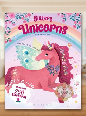 【预售】闪亮独角兽贴纸书 Glittery Unicorns: Sticker Book 原版英文儿童趣味进口书籍图书外版正版