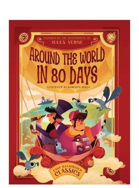【现货】80天环游世界 Around the World in 80 Days 英文原版儿童绘本3-6岁故事图画书进口英语启蒙读物书籍 Domenico Russo