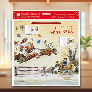 含贴纸 诺曼?塞尔韦尔：圣诞老人跳马降临日历 Norman Thelwell 日历 原版 预售