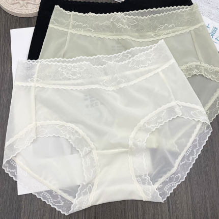 买3送1超薄速干冰丝内裤女性感半透明蚕丝档包臀中腰三角短裤