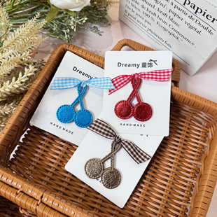 韩国进口 手工儿童樱桃发夹宝宝碎发刘海边夹红色新年发卡Rae同款