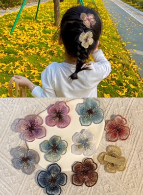 ins小众进口复古刺绣花朵发夹百搭儿童发卡宝宝边夹Cecilia同款