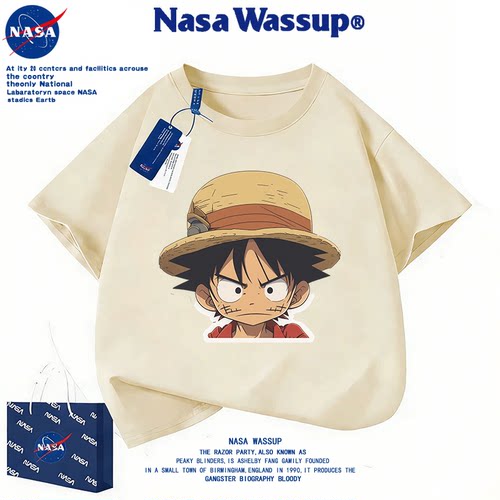 NASAWASSUP路飞童装纯棉短袖T恤