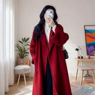 小个子大衣女2025秋冬季新年中长款好看订婚礼服外套女