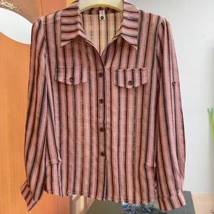 大码 新款 褶皱竖纹假口袋可变袖 2025年夏季 妈妈九分袖 套头雪纺衬衫