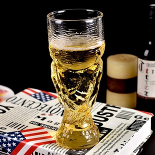 创意350ml高硼硅大力神玻璃杯啤酒杯个性世界杯酒杯家用喝酒杯子