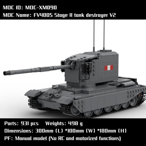 MOC-XM090 FV4005 V2二级坦克驱逐舰 电子图纸 拼插积木 931片