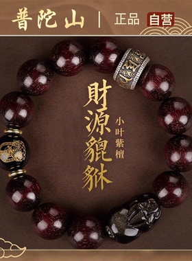印度小叶紫檀天然黑曜石金手链