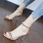 Thời trang dây kéo đính kim sa với sandal nữ 2019 hè mới khí chất hở mũi cao gót cao gót thần tiên - Sandal giày sandal nữ Vento