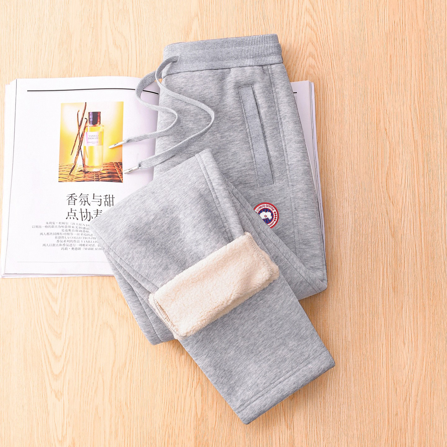 加拿大运动裤鹅冬超厚羊羔绒卫裤