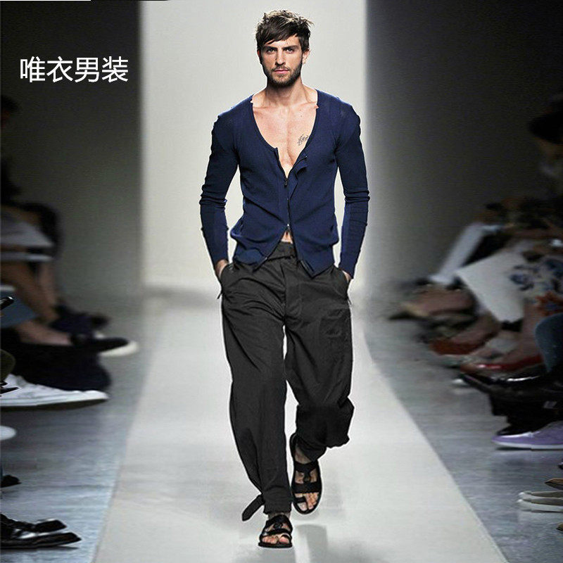 2024新品春夏季宽松束脚裤休闲裤高腰哈伦锥形裤韩版时尚走秀男裤