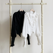 lolita内搭 翻领衬衫 夏洛特 withpuji原创设计复古哥特灯笼袖