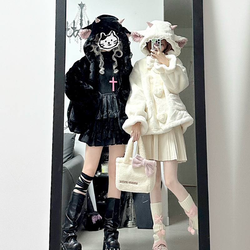 改版升级羊角毛绒外套冬