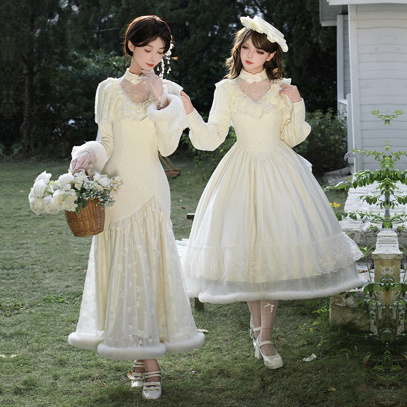 来信与诗·胭脂雪｜WP原创副牌假两件披肩刺绣鱼尾旗袍op双子冬lo,女装/女士精品,汉服连衣裙,淘宝优惠券,粉丝福利购,淘宝优惠卷