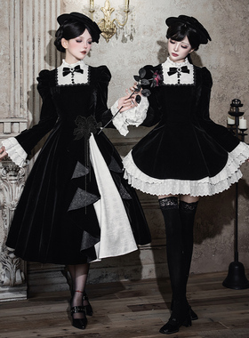 来信与诗·归于暮色｜WP原创副牌优雅显瘦撞色立领op双子秋冬lo裙