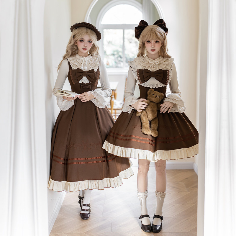 【橡木乐章】withpuji原创设计刺绣长jsk/托胸双子荷叶边lo裙秋冬,女装/女士精品,汉服连衣裙,淘宝优惠券,粉丝福利购,淘宝优惠卷