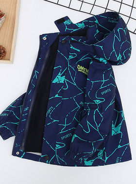 新款男童加厚外套 春秋冬儿童可拆卸三合一加绒冲锋衣中大童潮衣