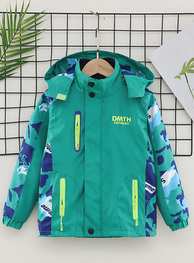 男童冲锋衣三合一可拆卸2025新款男孩春秋冬季加厚加绒外套中大童