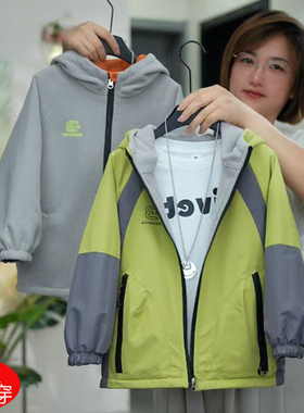 儿童男童冲锋衣2025新款秋冬季风衣外套加绒双面穿户外帅气潮防风