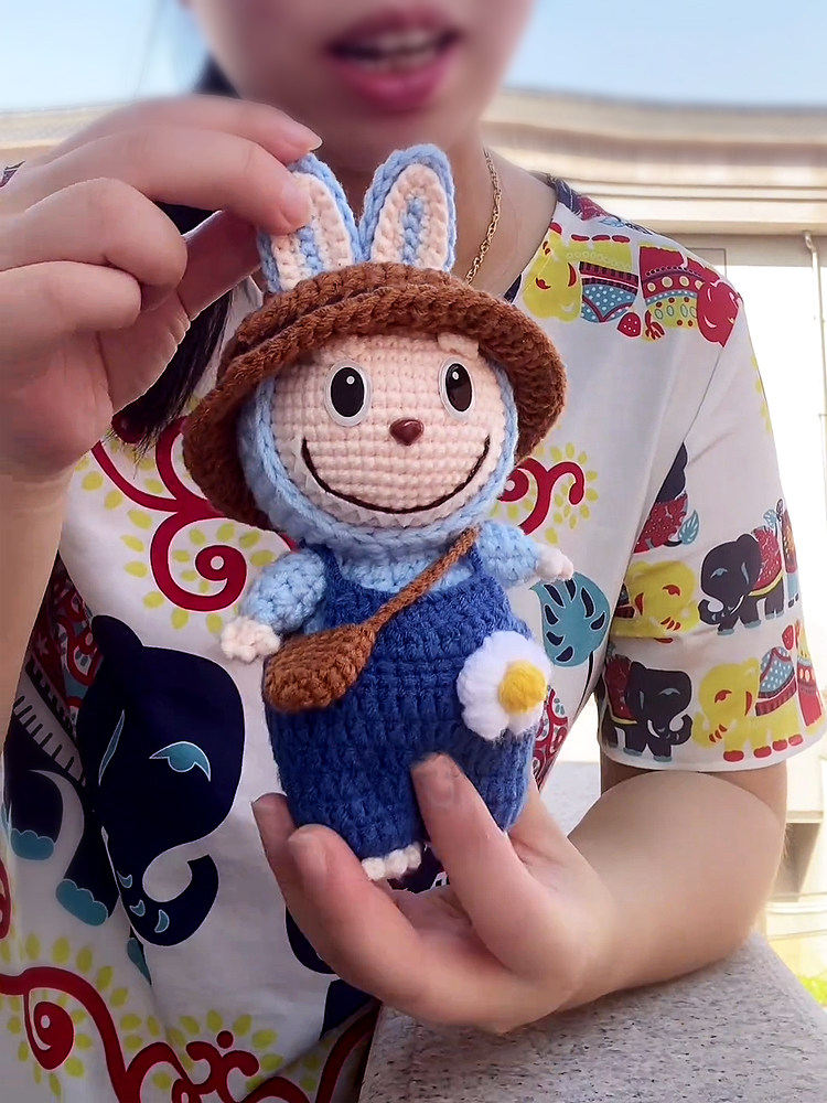 labubu doll pendant labubu crochet diy material package wool handmade crochet production