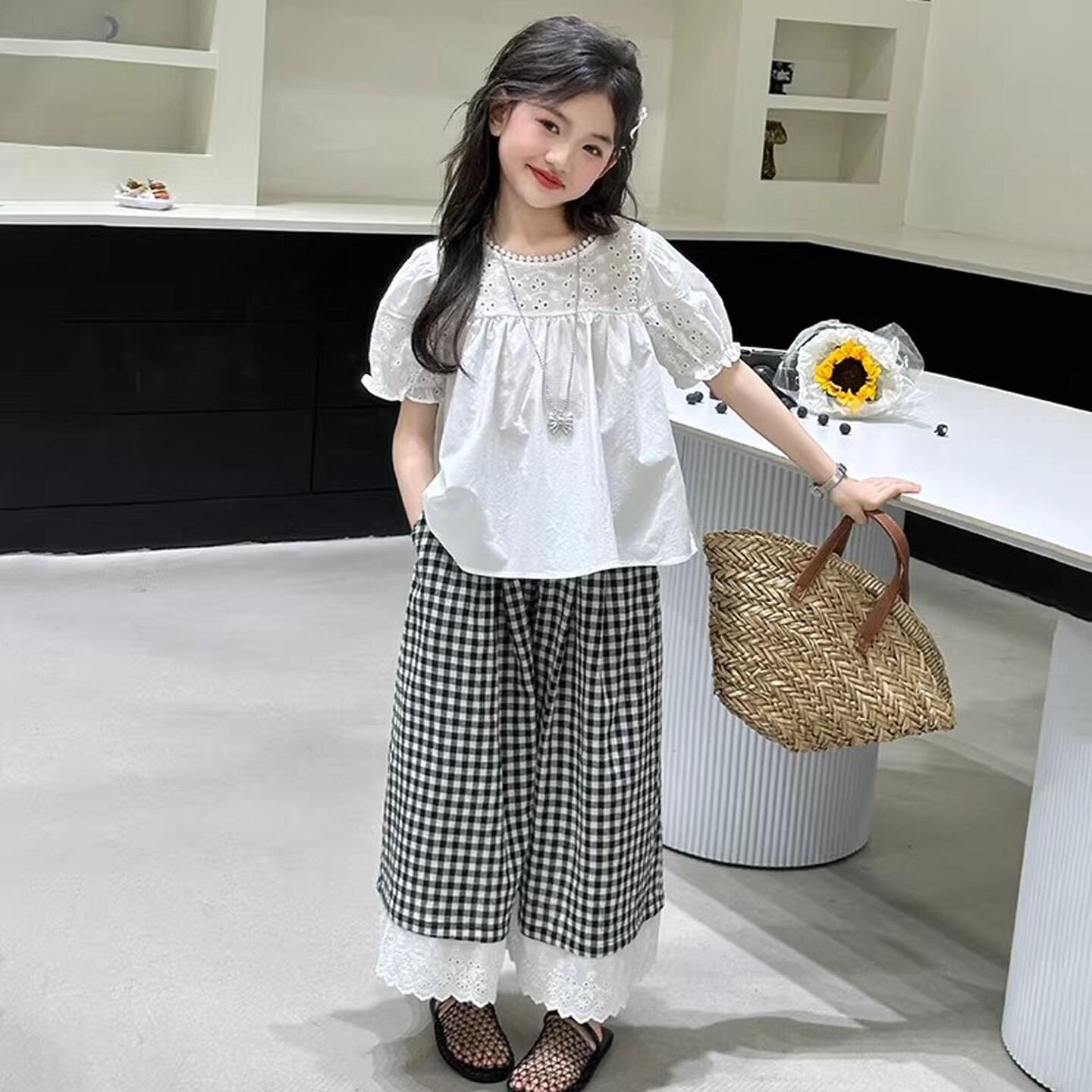 GBUBG 女童夏装套装新款女大童巨好看漂亮衣服女宝超火运动两件套