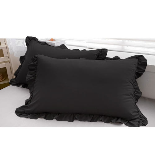 荷叶边枕套黑色单人聚酯纤维