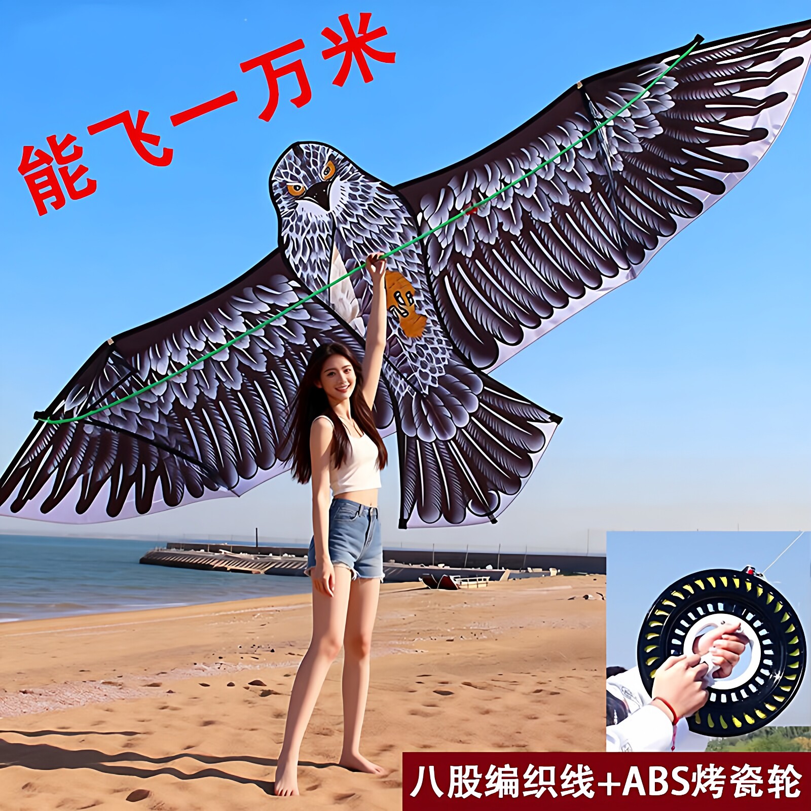 (三提线巨鹰)巨型老鹰风筝大型特大号成人款大人专用高档非伞布 - 华锐高端风筝工厂出品