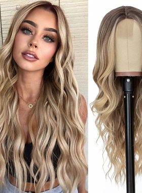 Long Black Wavy Synthetic Wigs Women Water Wave Hair Wig假发