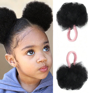 Kids Puff Ponytail Extensions Afro Kinky Curly Hair Bun 2pcs